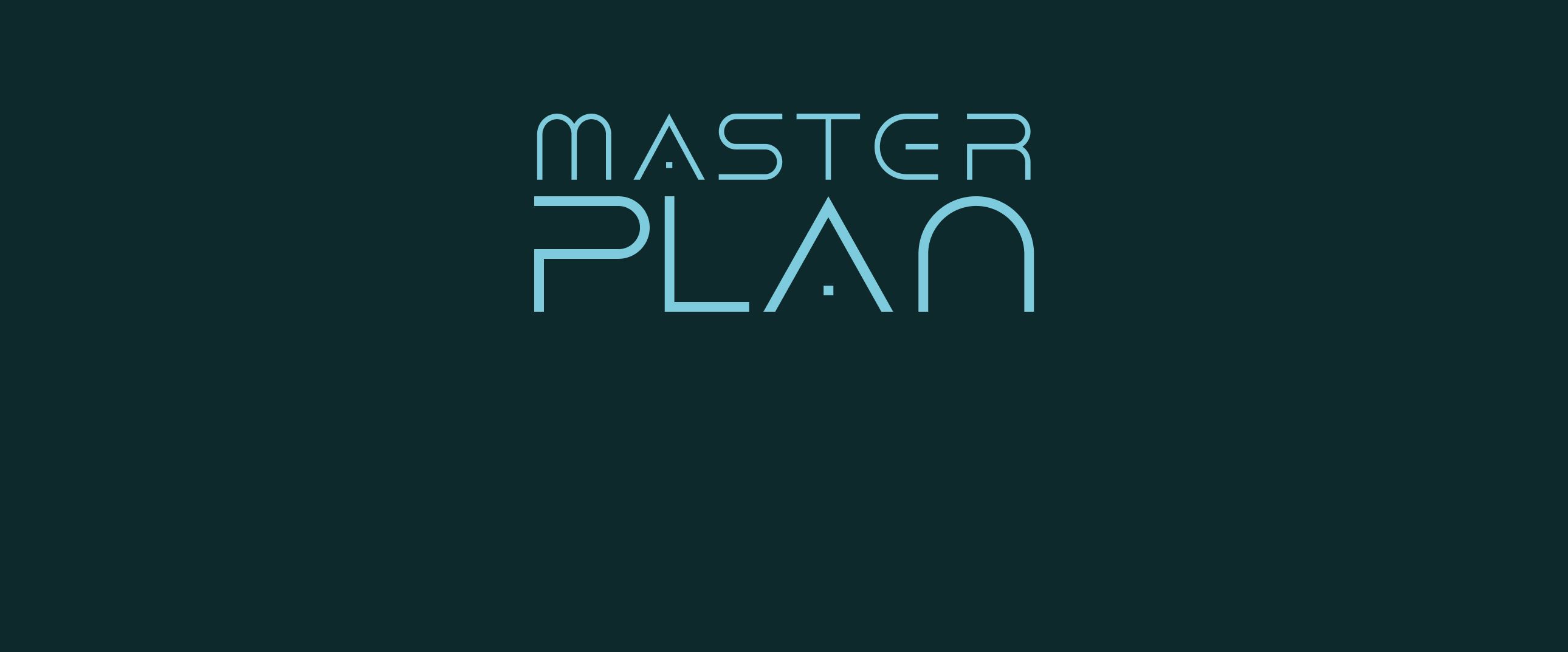 Master Plan-Logo auf einem dunkelgrünem Hintergrund