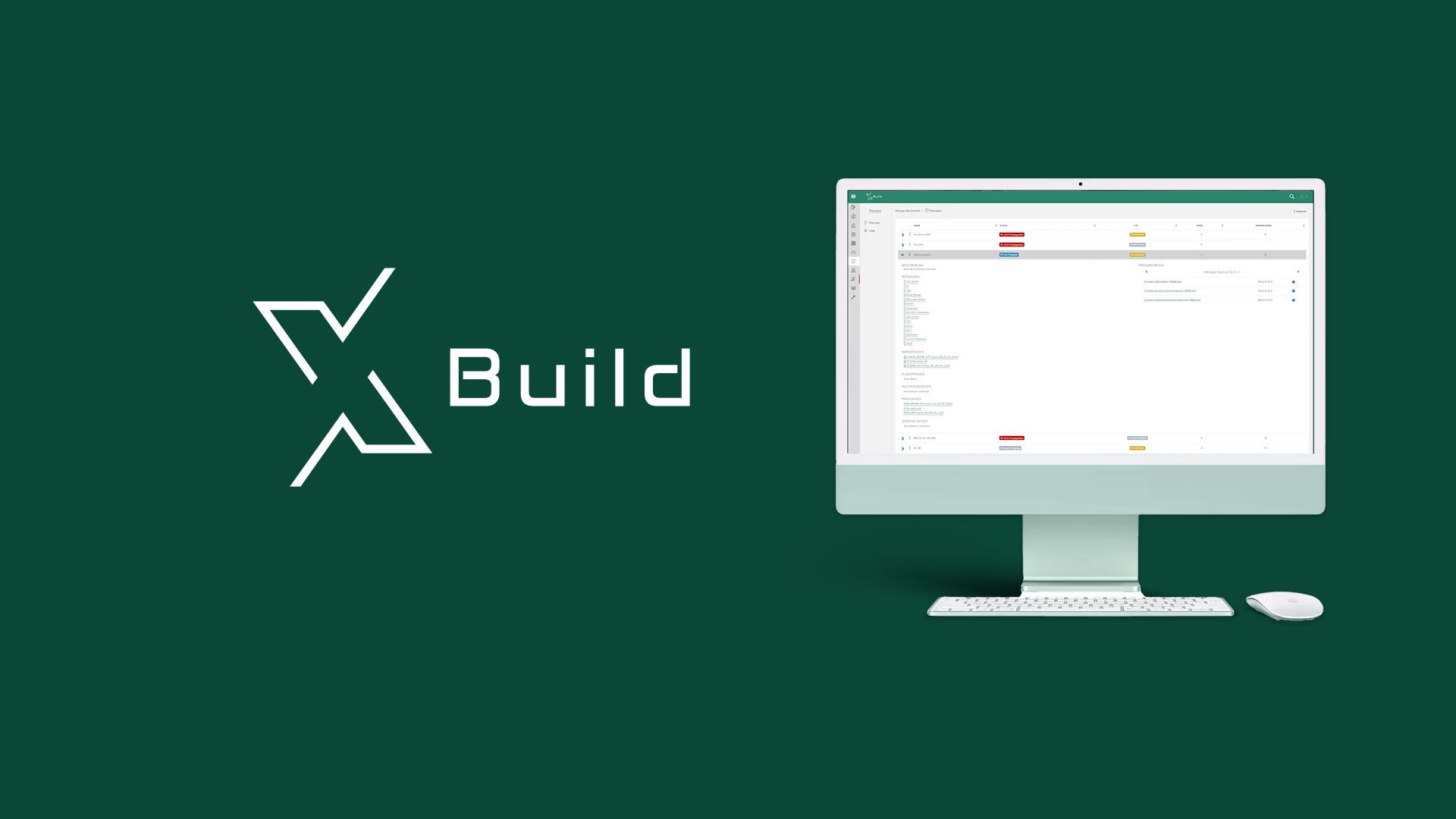 xBuild Software auf einem Monitor auf einem grauem Hintergrund