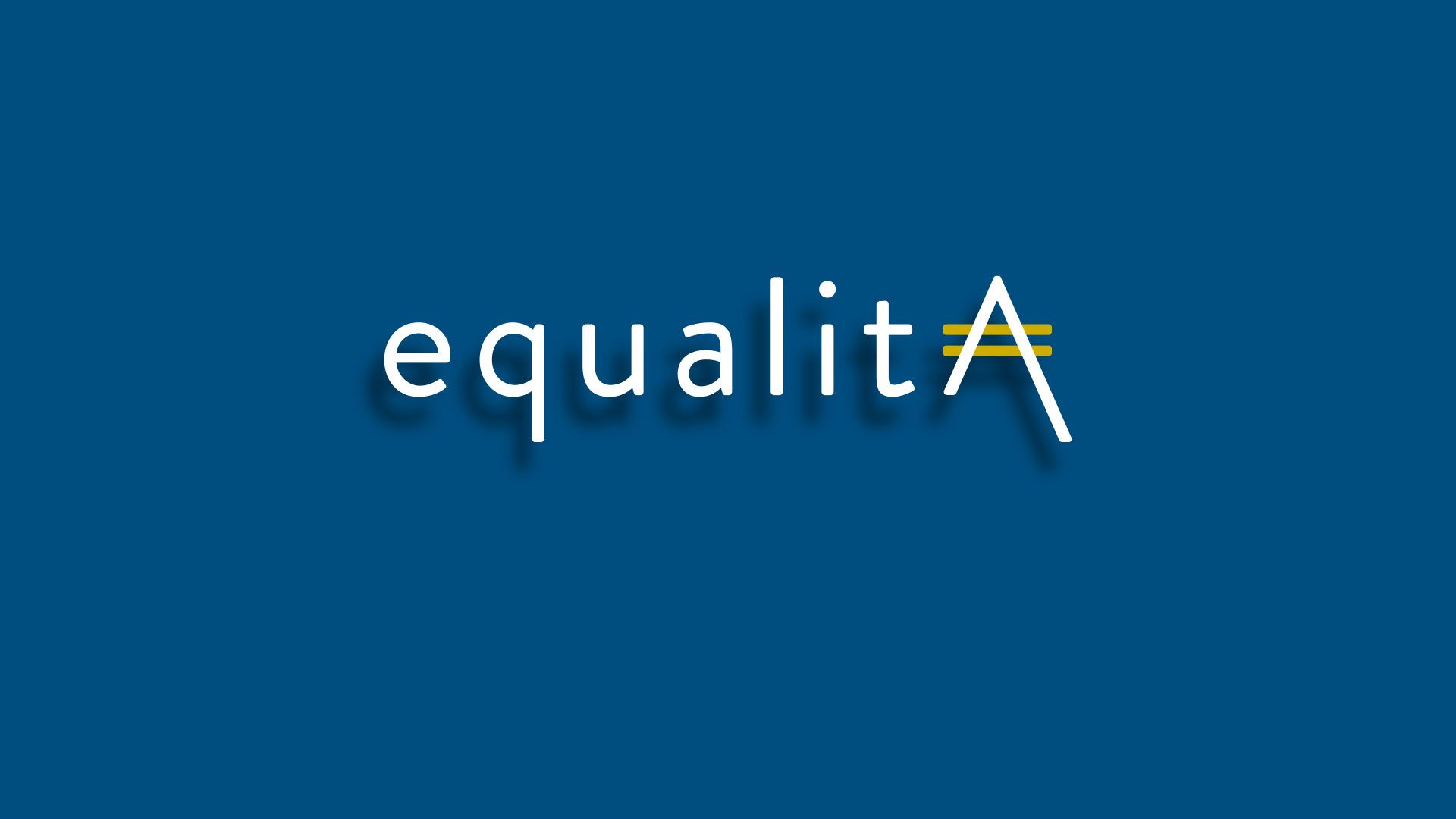 Logo von equalitA mit weißem Schriftzug auf blauem Hintergrund